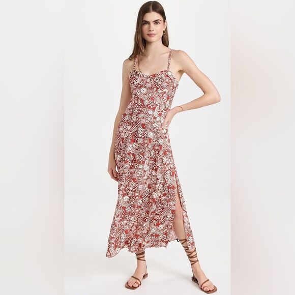 NEW Rebecca Taylor Labyrinth Slip Dress Sleeveless Side Slit Plus Size 14